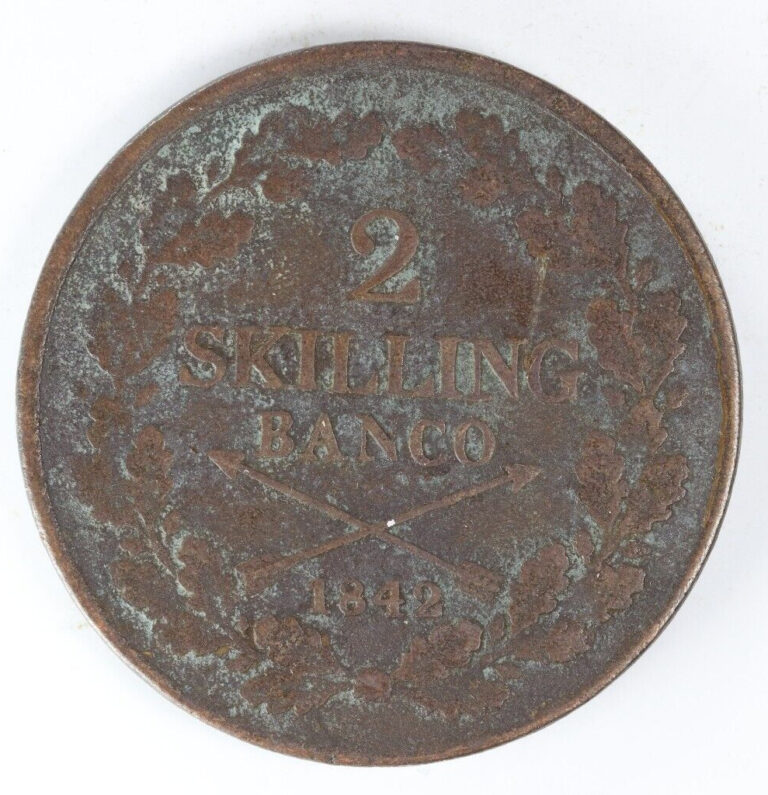 Read more about the article Sweden 1842 2 Two Skillings Banco Large Copper Coin