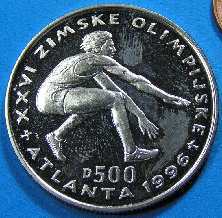 Read more about the article Bosnia and Herzegovina 500 Dinara Coin 1996 Long Jumper Olympics  Combined S/H