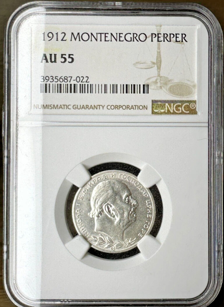 Read more about the article Montenegro 1912 Perper NGC AU55 World silver coin