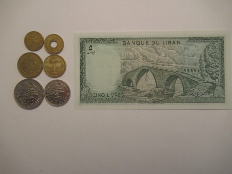 Read more about the article Lot of 6 Lebanon Coins plus Note mix dates  denominations