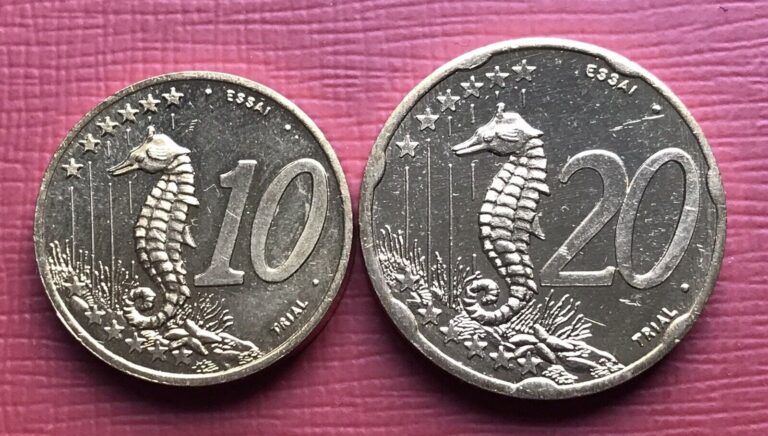 Read more about the article Suriname 2005 10 and 20 Euro Cent Pattern Trial Probe 2x Coins ~ Seahorse ~ Toucan