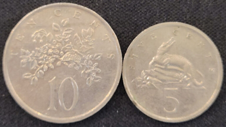 Read more about the article Jamaica 10 Cents 1982  and 5 Cent 1987 Coins