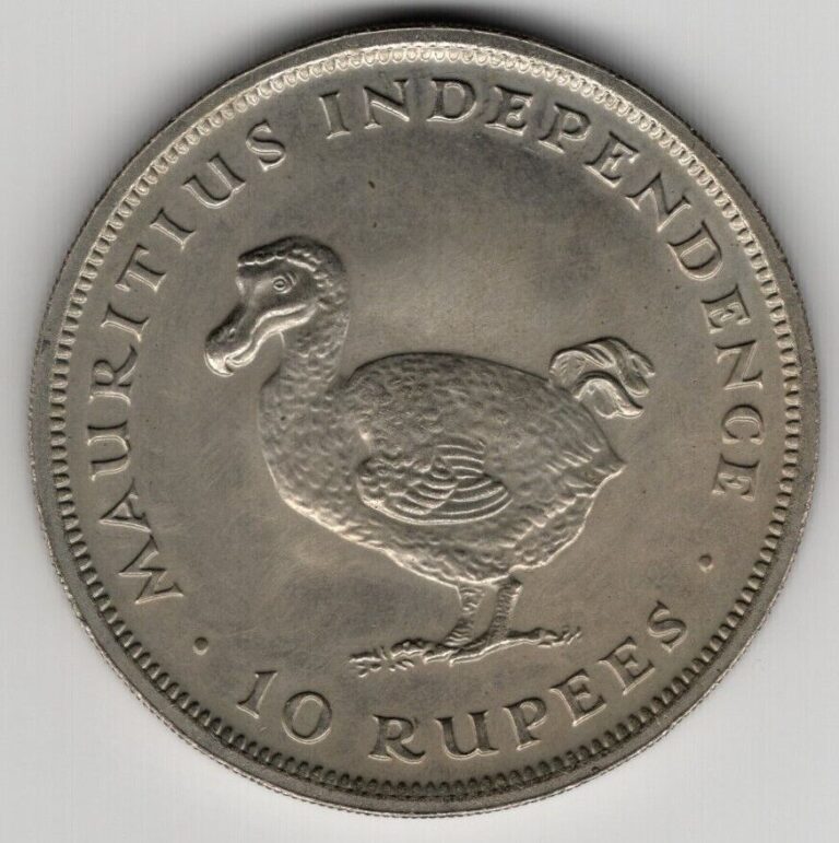 Read more about the article CB3639) 1971 Mauritius 10 Rupee  QEII with Dodo reverse! RARE coin Mintage only