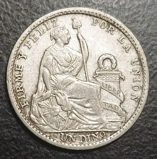 Read more about the article 1907 FG PERU 1 Un Dinero VF Old Silver Coin Libertad Seated Liberty KM 204.2