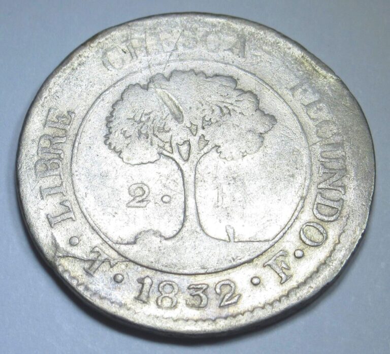 Read more about the article 1832 T-F Honduras Central American Republic Silver 2 Reales Genuine 1800’s Coin