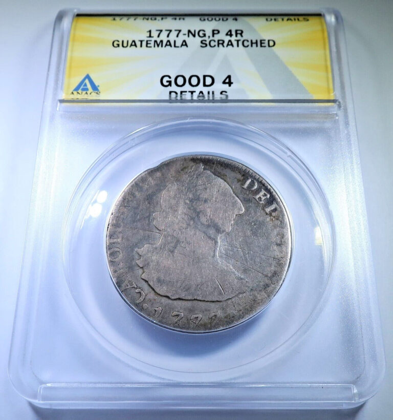 Read more about the article ANACS 1777 Spanish Guatemala Silver 4 Reales Antique Colonial 1700’s Pirate Coin