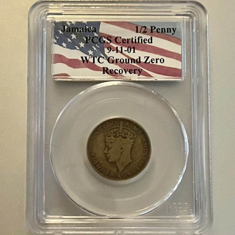 Read more about the article WTC Ground Zero Recovery KING Jamaica 1/2 Penny 9-11-01 PCGS Authentic