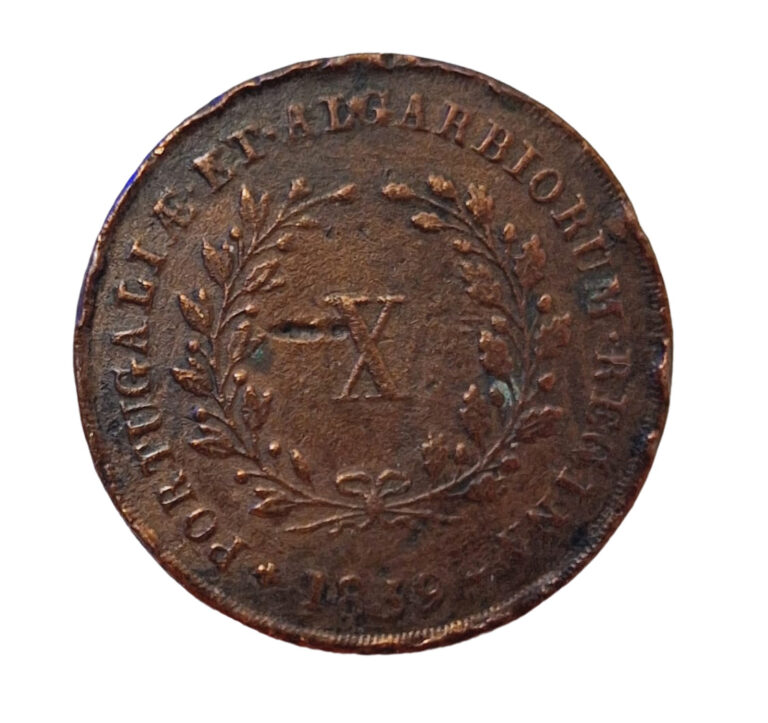 Read more about the article 1389 PORTUGAL 10 REIS MARIA II COPPER COIN ANTIQUE