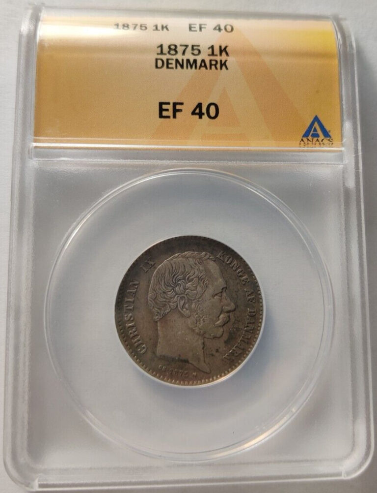 Read more about the article 1875 Denmark Silver 1 Kroner King Christian IX ANACS EF XF 40 3A