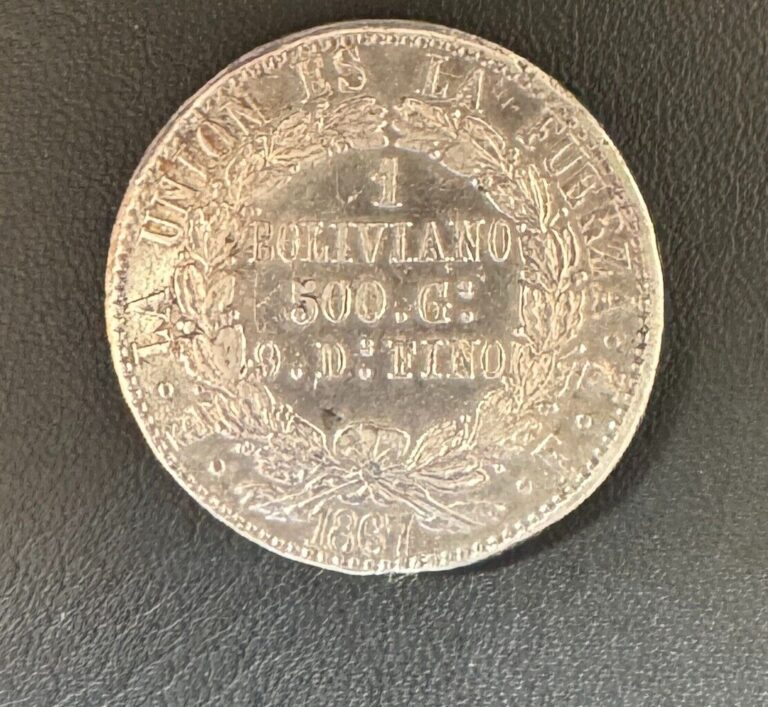 Read more about the article 1867 FE/P Bolivia One Bolivano Silver Coin