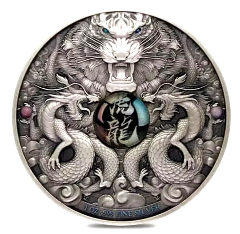 Read more about the article 2022 Chad 1 oz Fine Silver Dragon and Tiger High Relief Coin – New in Mint Package