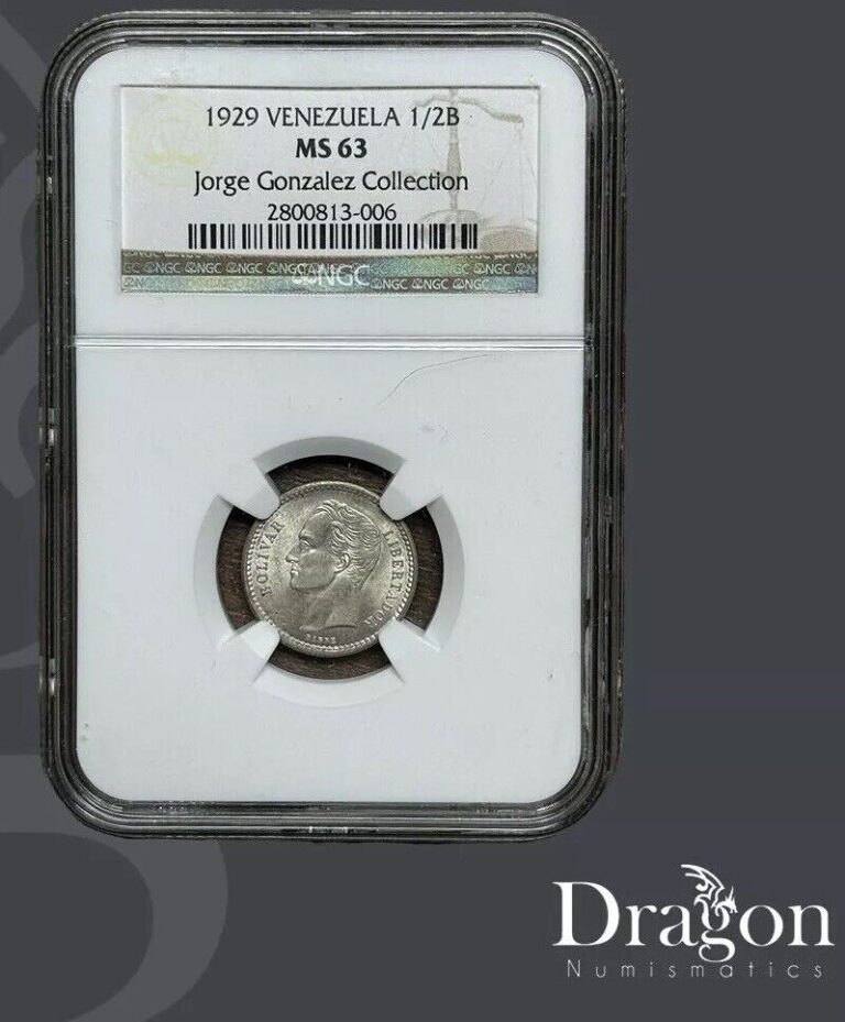 Read more about the article 1929 VENEZUELA 50 Cents – 1/2 Bolivar MS 63 Silver Coin NGC Gold Shield 🐉
