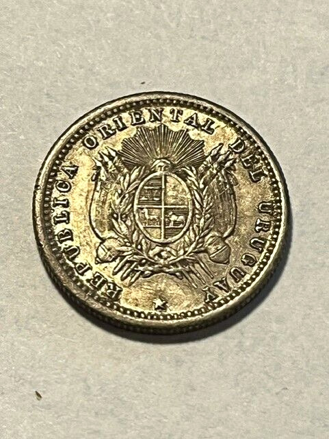 Read more about the article 1877-A Uruguay 10 Centesimos/Silver/XF #13806