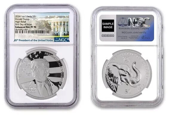 Read more about the article 2024 Liberia Donald Trump Reverse Proof 1 oz Silver Coin NGC REV PF70 FDOI