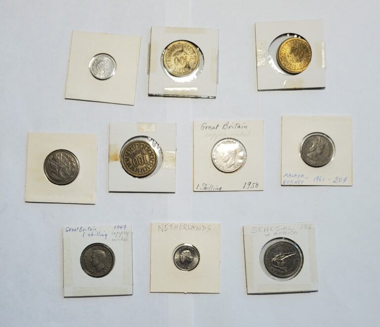 Read more about the article Mixed Lot Of 10 World Coins Great Britain  Senegal West Africa  And Others