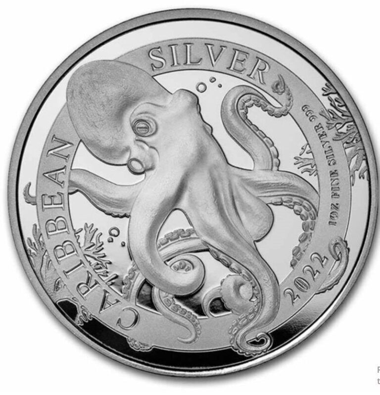 Read more about the article 2022 Barbados 1 oz Silver Caribbean Octopus BU in capsule