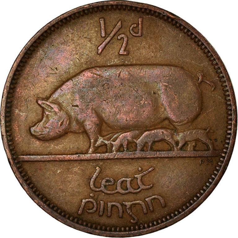 Read more about the article Irish Coin Ireland ½ Pingin | Swine | Harp | 1939 – 1967