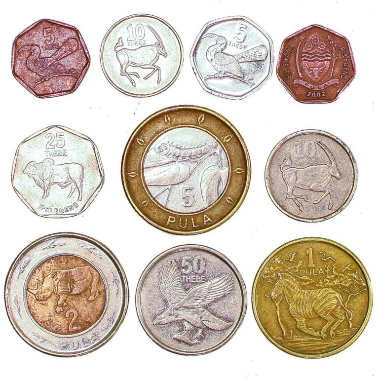 Read more about the article Botswana Coins | Thebe | Pula | Collection of 10 | African Animals | 1976 – 2024