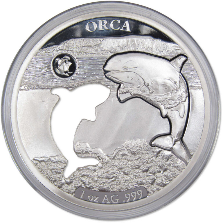 Read more about the article Shapes of America Orca 1 oz .999 Silver $5 Proof-Like Coin 2020 Barbados COA