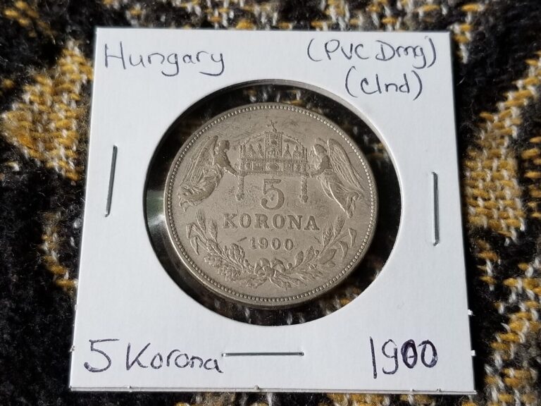 Read more about the article Hungary 5 Korona 1900 Silver Circulated (PVC Dmg / Cleaned)