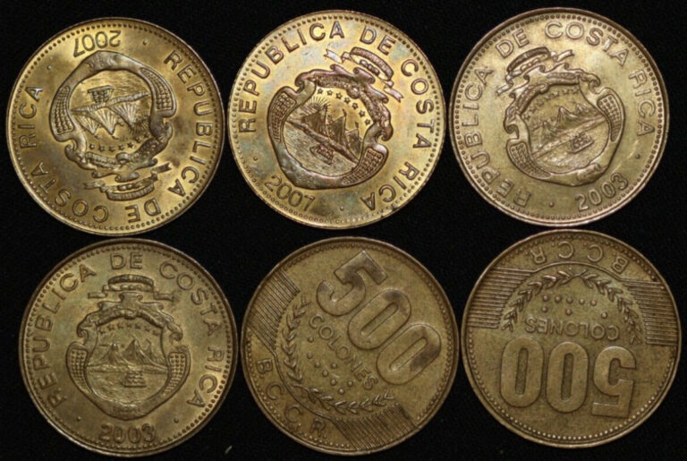 Read more about the article COSTA RICA  ~ 2000’s ~ 500 Colones ~ 6 Coins ~ PERFECT LOT! ☘️BIN LOT-#274☘️