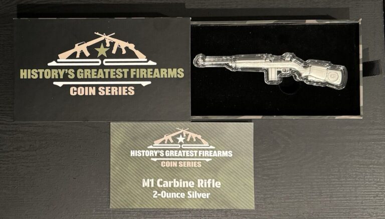 Read more about the article 2024 Chad History’s Greatest Firearm 2 Oz Silver M1 Carbine Antiqued Coin