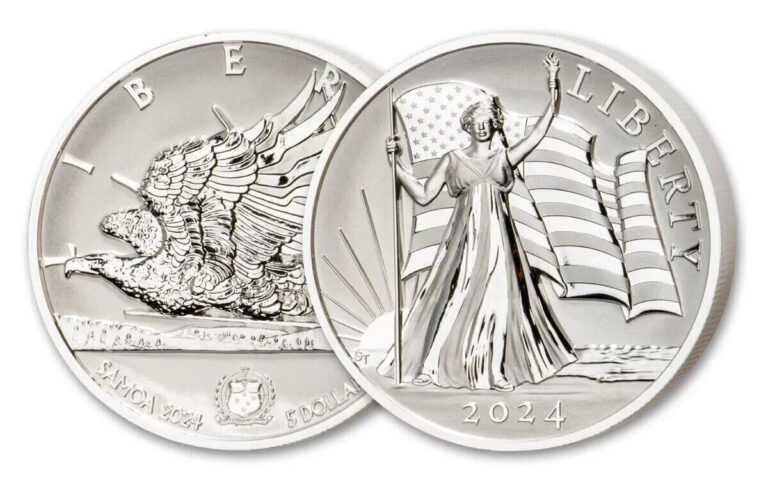 Read more about the article 2024 $2 Samoa 1oz Light of Liberty Taylor UHR Enhanced Reverse Proof OGP/COA