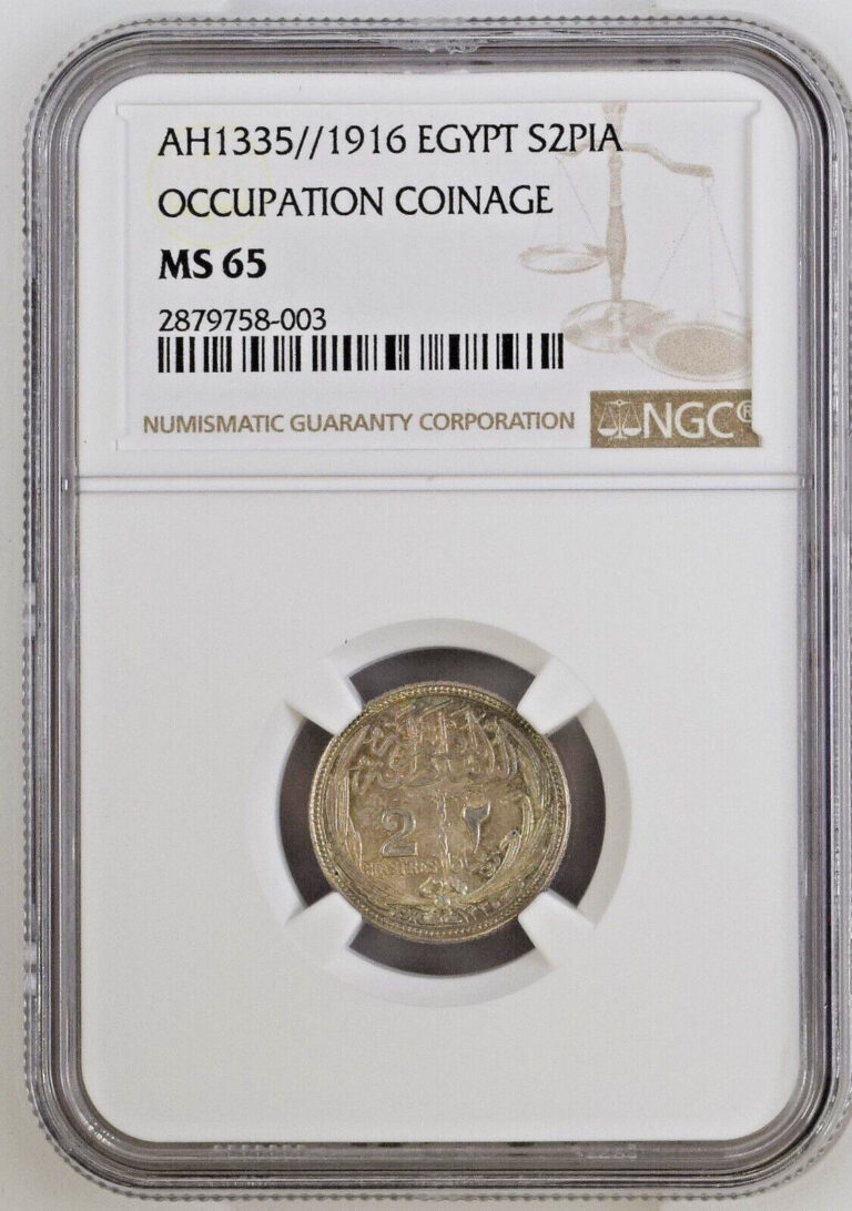 Read more about the article EGYPT SILVER 2 PIASTRES SULTAN HUSSEIN KAMIL 1916 NGC MS 65  OCCUPATION COINAGE