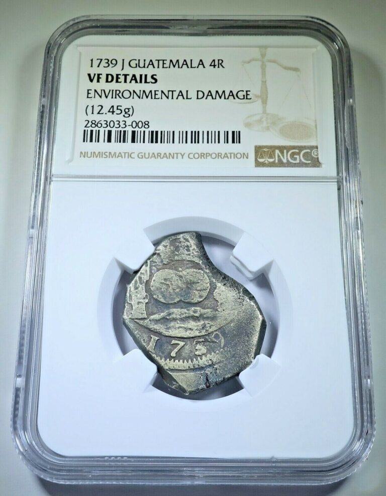 Read more about the article NGC 1739 Guatemala Silver 4 Reales Antique Date Spanish Colonial Pirate Cob Coin