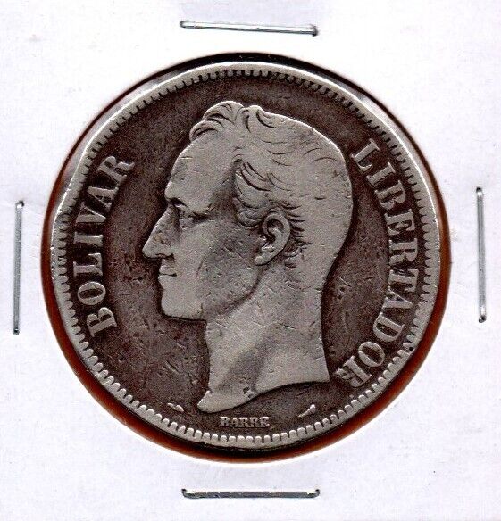 Read more about the article Venezuela Coin “Fuerte” 5 Bolivares Bs 1910 Silver .900 37.2mm 25gr. KM#24