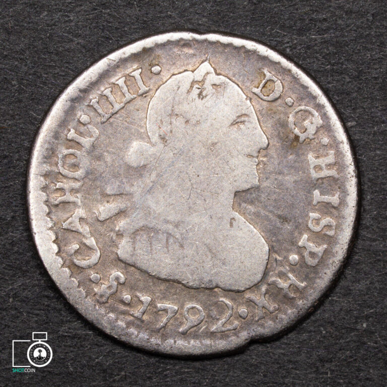 Read more about the article Chile Santiago mint  1/4 Real 1792 bust of Charles IV  rare! Silver coin