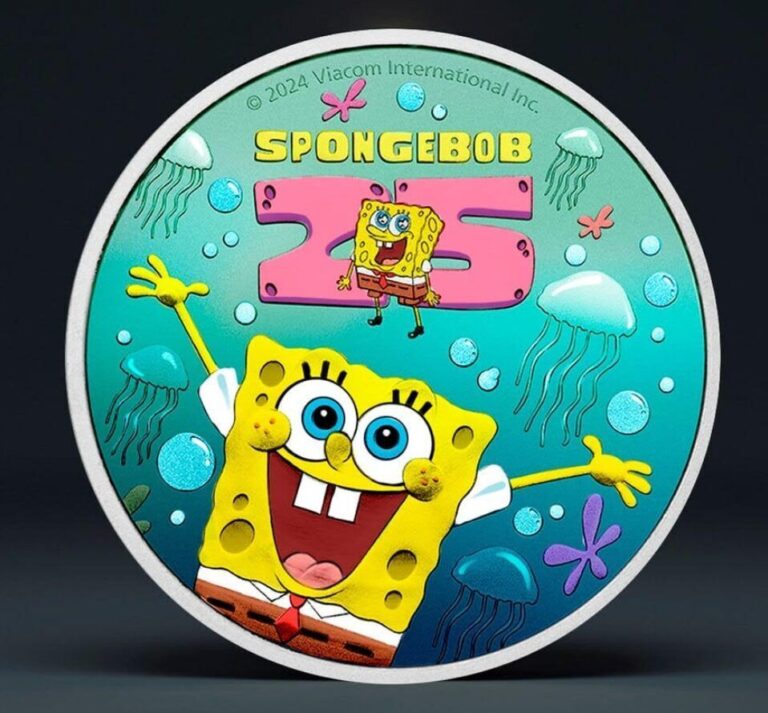 Read more about the article 2024 Perth Mint Tuvalu Spongebob Squarepants 1 oz silver Colorized Coin