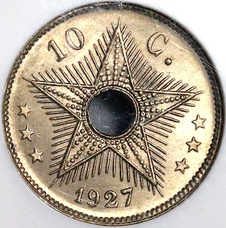 Read more about the article 1927 NGC MS 66 Belgium Congo 10 Centimes Starfish Coin Top Pop (23032101C)