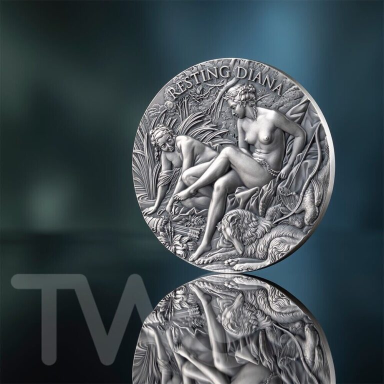 Read more about the article Resting Diana Celestial Beauty 2 oz Antique finish Silver Coin CFA Cameroon 2025