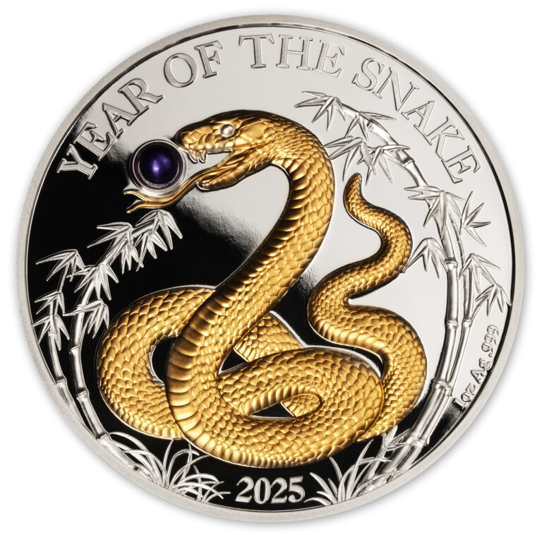 Read more about the article 2025 Vanuatu Year of the Snake with Pearl 1 oz Silver Coin – 4 888 Mintage