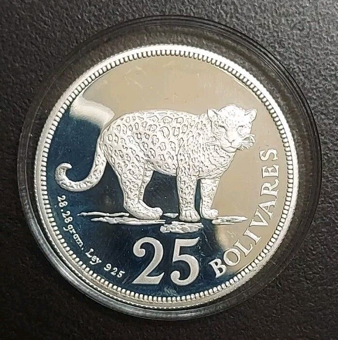 Read more about the article 1975 VENEZUELA 25 BOLIVARES SILVER PROOF COIN JAGUAR LOW MINTAGE 8 000 WILDLIFE