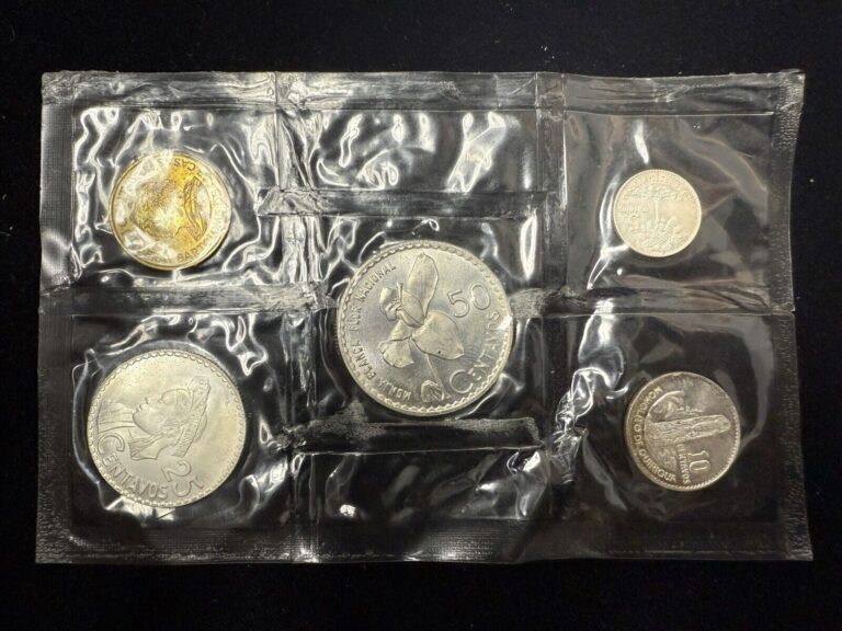 Read more about the article 1960s GUATEMALA 5-COIN PROOF SET 1 CENTAVO TO 50 CENTAVOS; LAST 4 REGULAR SILVER