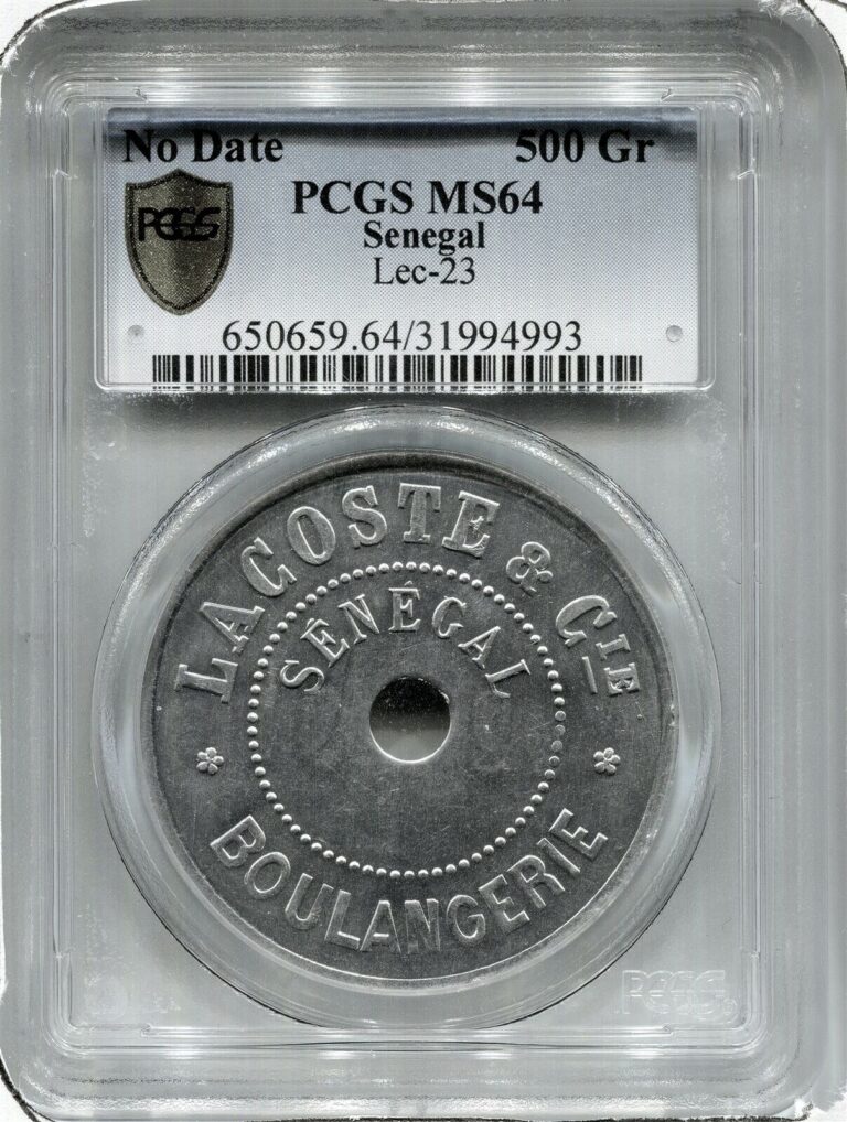 Read more about the article Senegal – nd(1920-24) La Coste and Cie 500 Gr of Bread Token in PCGS MS64