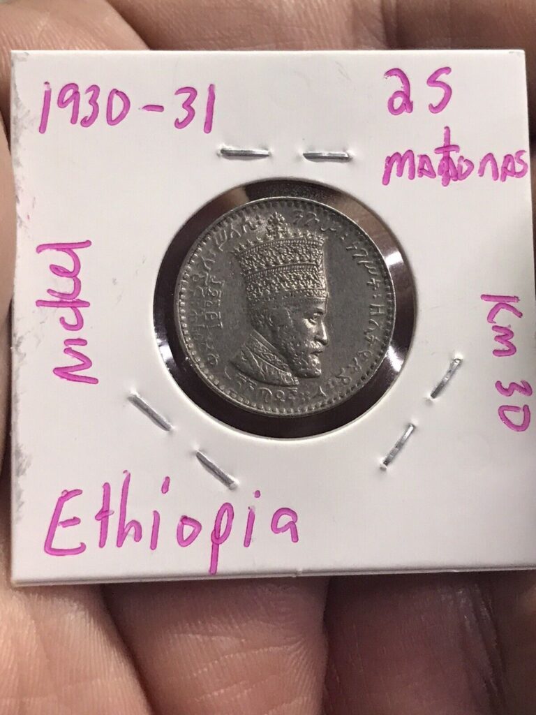 Read more about the article ETHIOPIA-1930-31AD-25 MATONAS HAILE SELASSIE I – NICKEL- BETTER GRADE KM#30 TONS