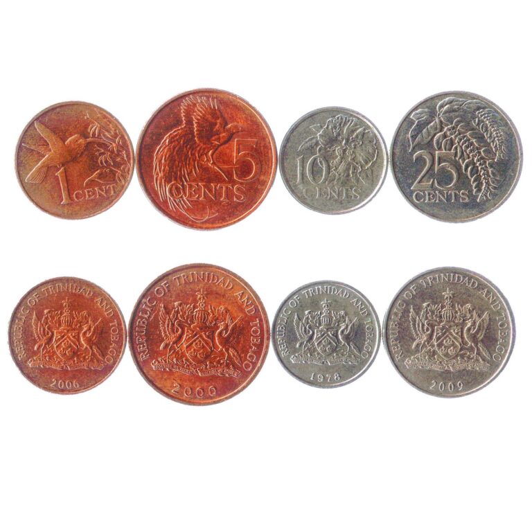 Read more about the article Set of 4 Coins from Trinidad and Tobago: 1  5  10  25 Cents. 1975-2016