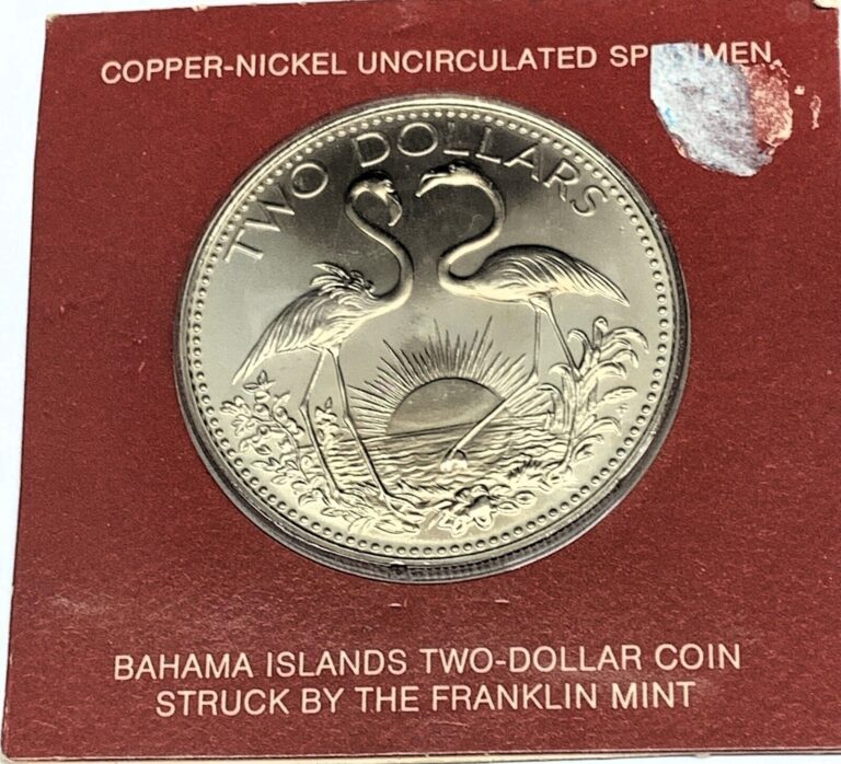 Read more about the article # C7844   BAHAMAS   COIN      TWO  DOLLARS   1974    UNC.