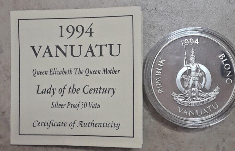 Read more about the article 1994 Vanuatu silver proof 50 Vatu coin : 31.5g : Queen Victoria With COA