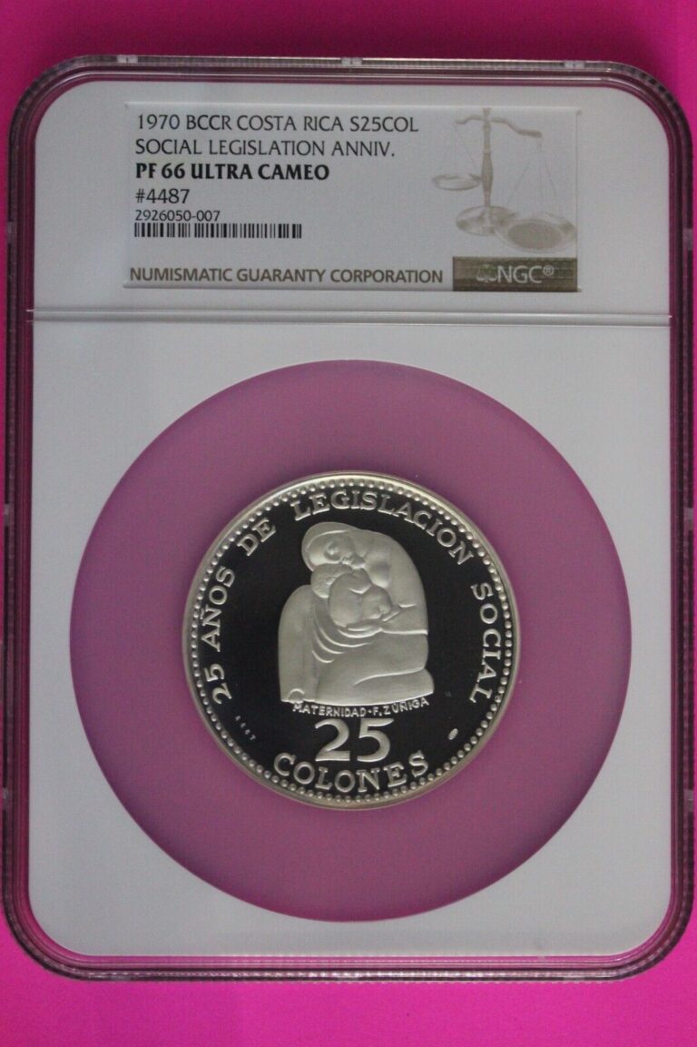 Read more about the article Rare 1970 PR 66 Ultra Cameo $25 Costa Rica Social Legislation NGC Slab 7077