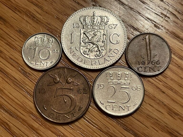 Read more about the article Lot of 5 Denominations of Netherlands Coins  1962-1968