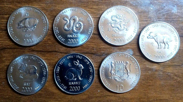 Read more about the article SOMALIA Lot of Seven (7) Coins- Uncirculated  Pristine African Currency!!