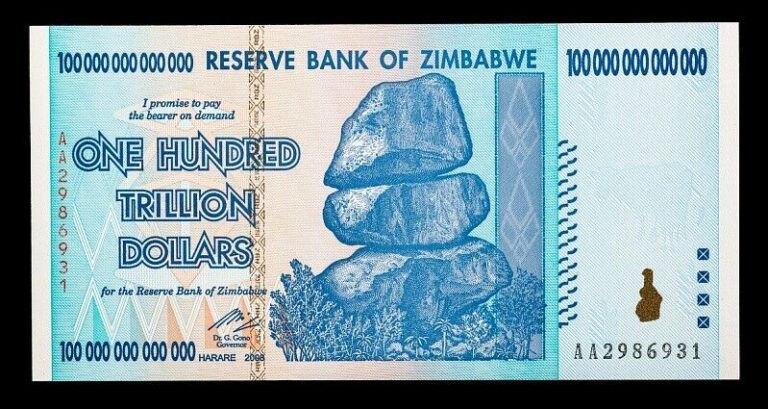 Read more about the article ZIMBABWE 100 TRILLION DOLLAR NOTES  SERIES AA/2008  P-91