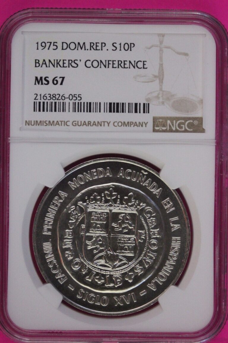 Read more about the article 1975 Dominican Republic MS 67 Bankers Conference 10 Pesos NGC Graded Slab 1087