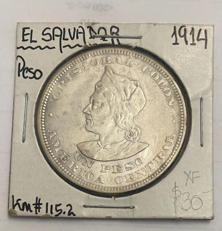 Read more about the article 1914 El Salvador Peso Columbus Mint State Silver Coin About Uncirculated