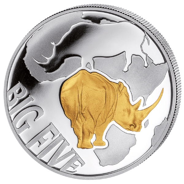 Read more about the article 2013 Congo Big Five Rhino Gold Gilt 1/2 oz Silver Coin – 3000 Mintage