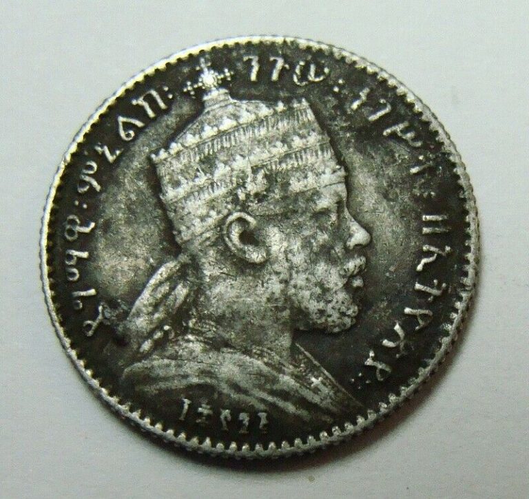 Read more about the article 1895 (1903) ETHIOPIA 1 GERSH SILVER COIN  NEVER CLEANED